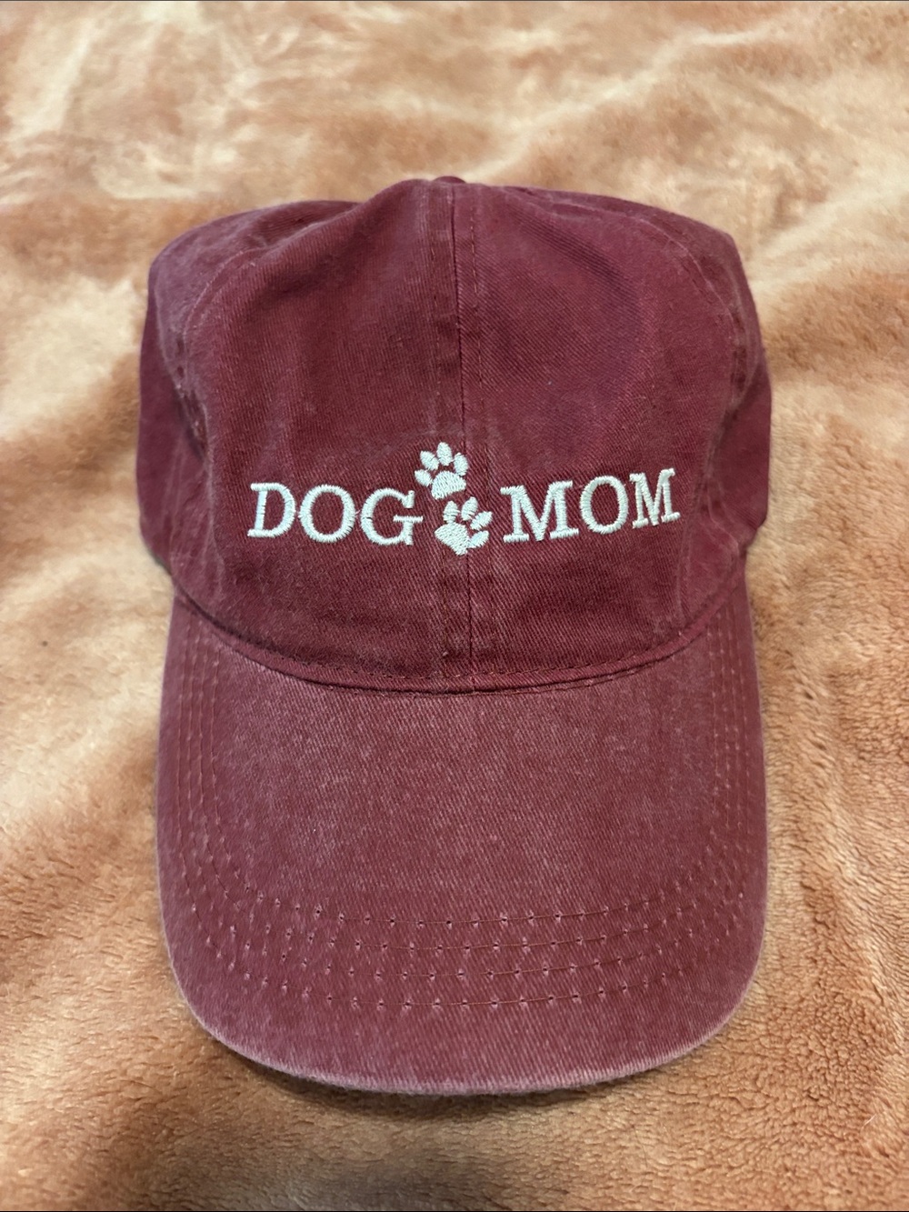 Dog Mom Embroidered Baseball Cap - Wine